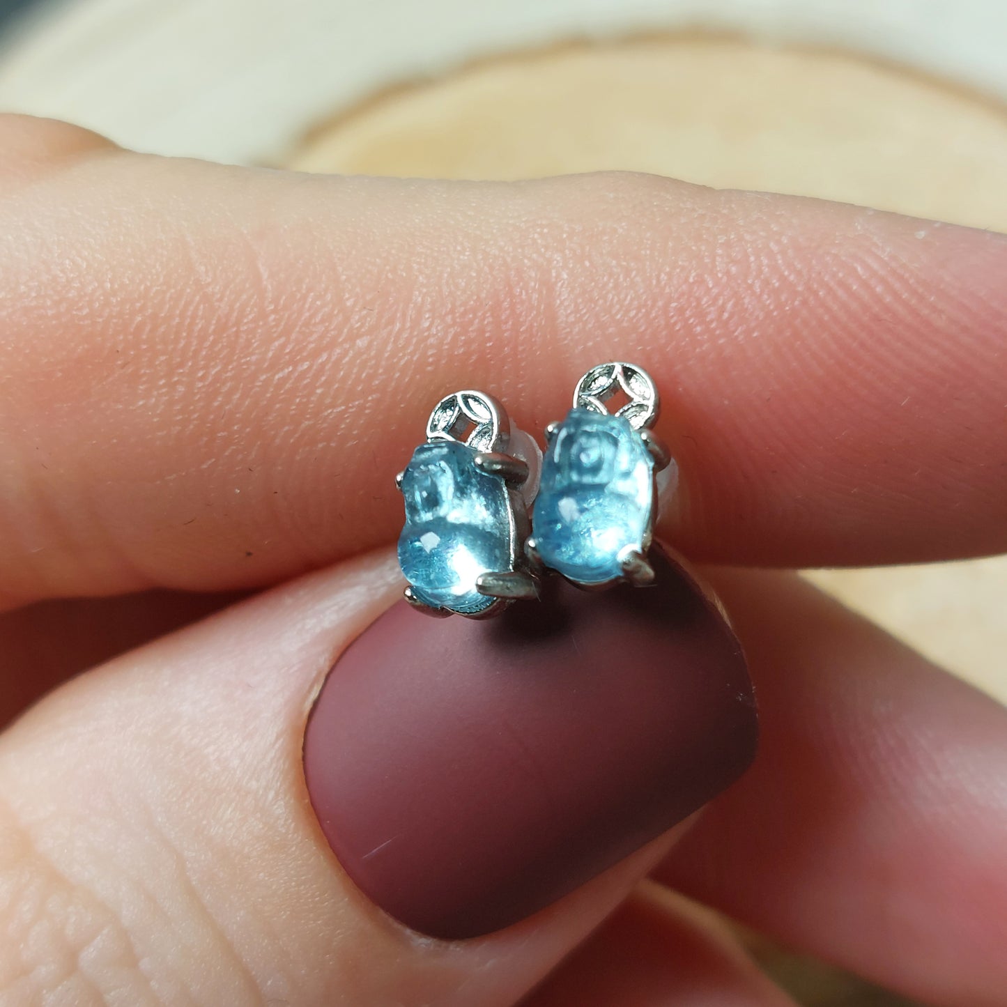 Aquamarin Pixiu Ohrstecker 925er-Silber-Nadel