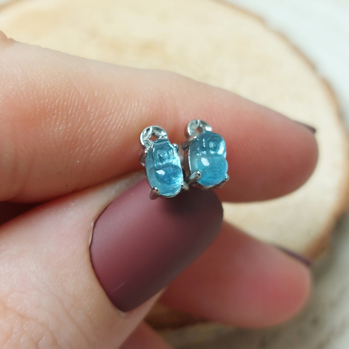 Aquamarin Pixiu Ohrstecker 925er-Silber-Nadel