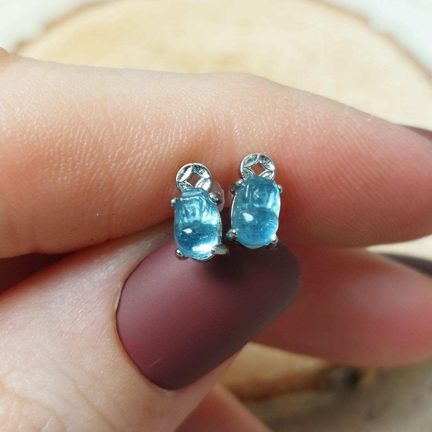 Aquamarin Pixiu Ohrstecker 925er-Silber-Nadel