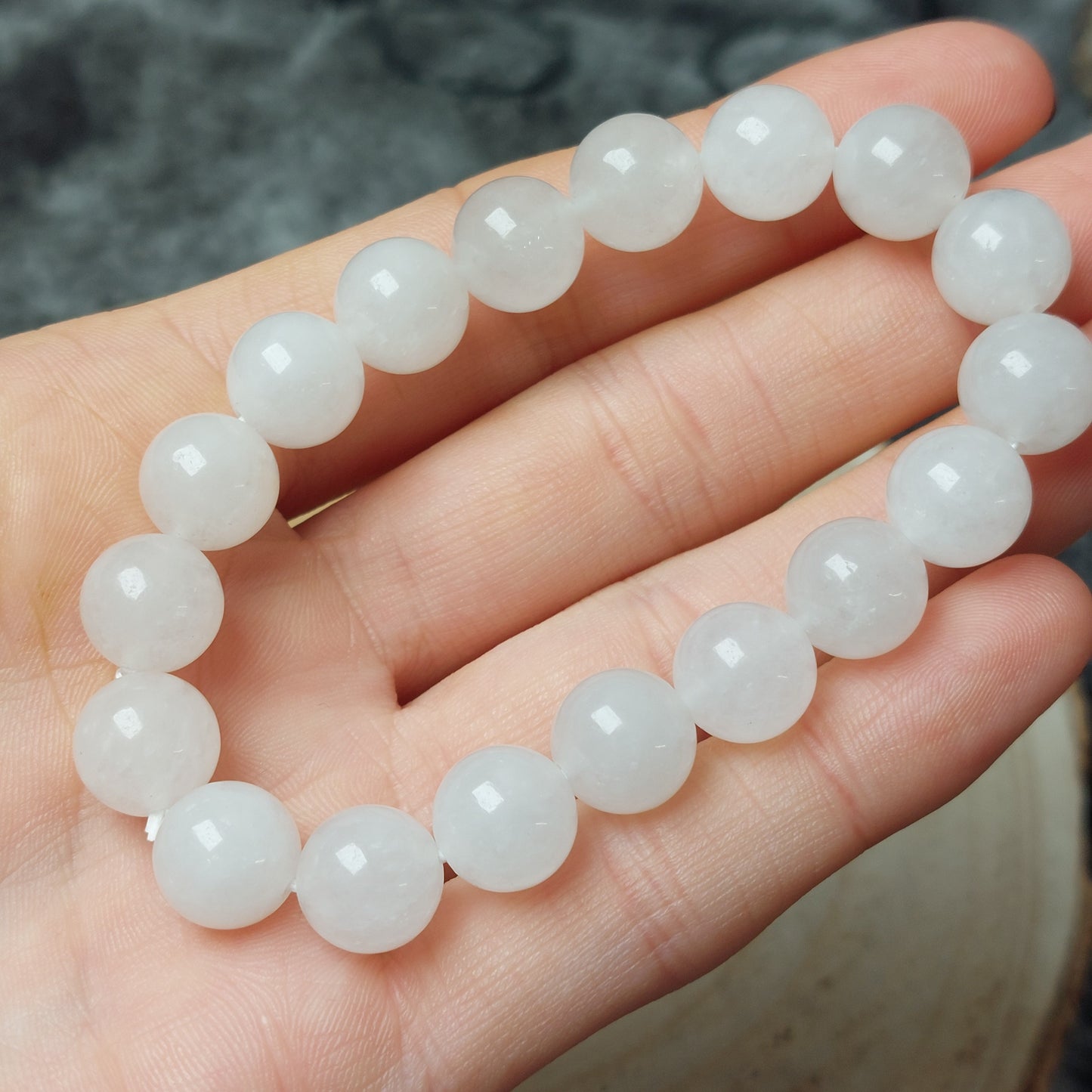 Weiße Jade Armband 10mm