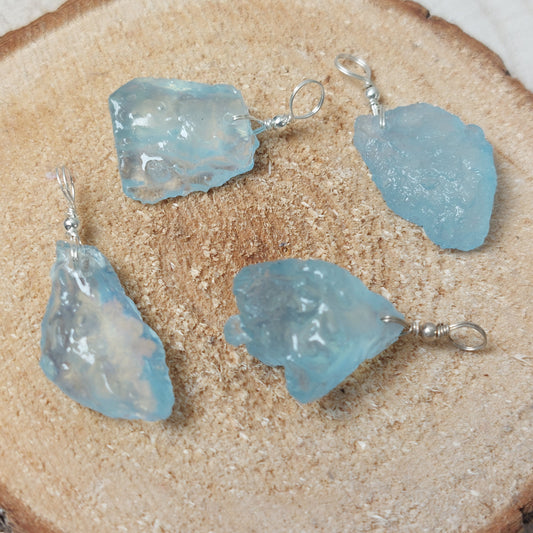 Aquamarin Rohstein Anhänger 925er-Silber