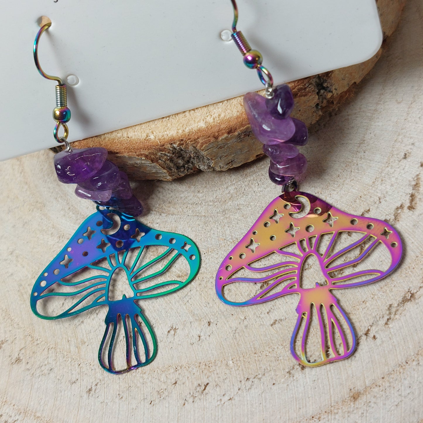 Modeschmuck Ohrringe Amethyst Pilz