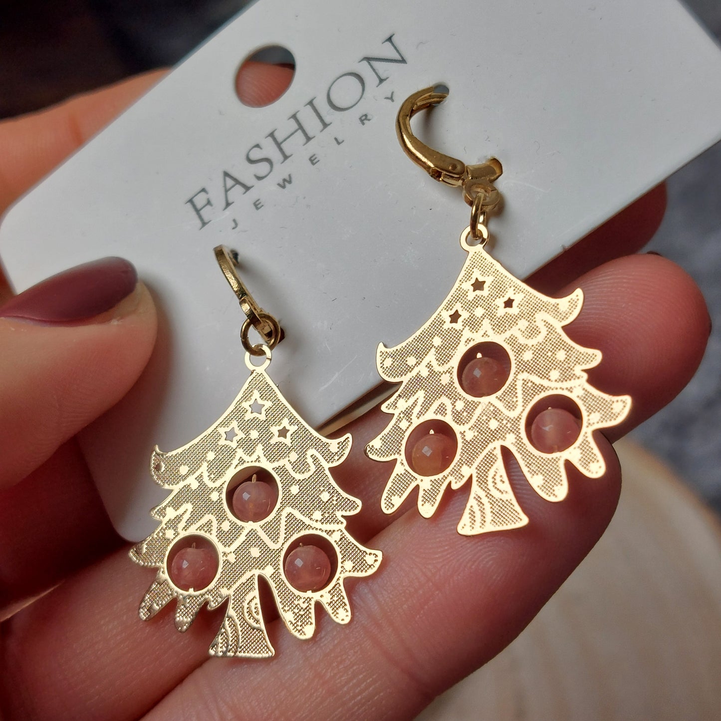 Modeschmuck Ohrringe Mondstein Weihnachtsbaum