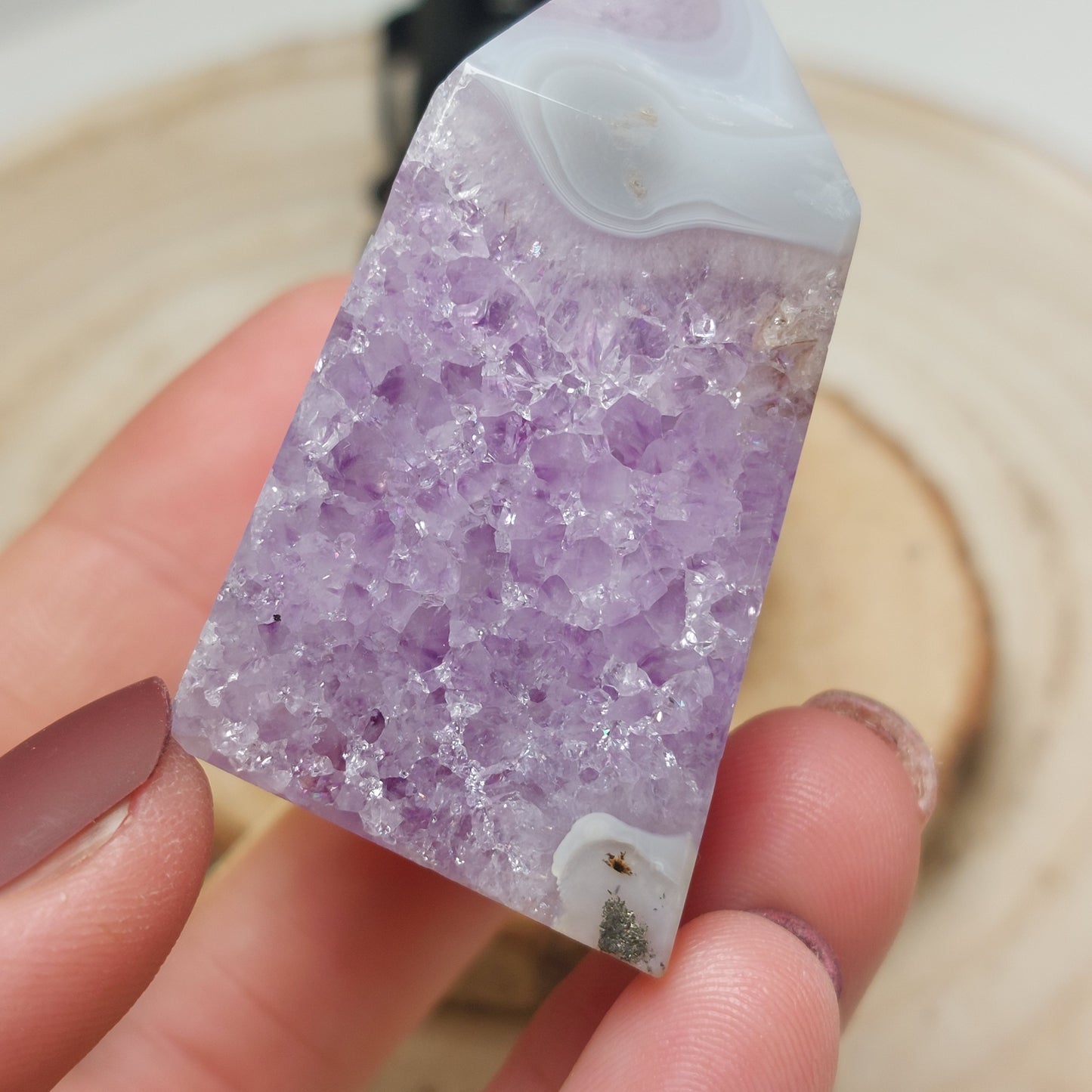 Amethyst druzy Turm mit Achat