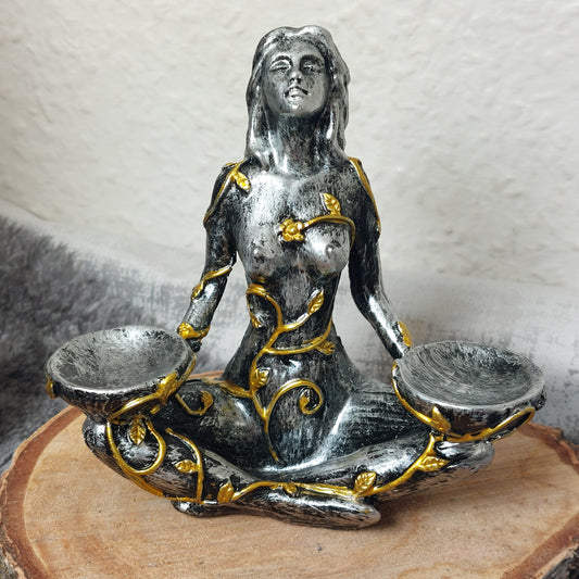 Doppel-Kugelständer Gaia silber/gold