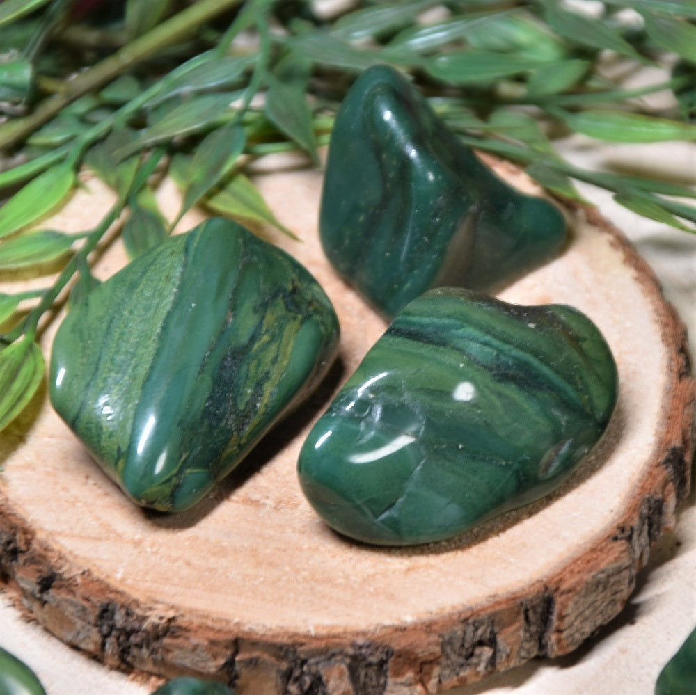 Prasem (Budstone) Trommelstein in A-Qualität