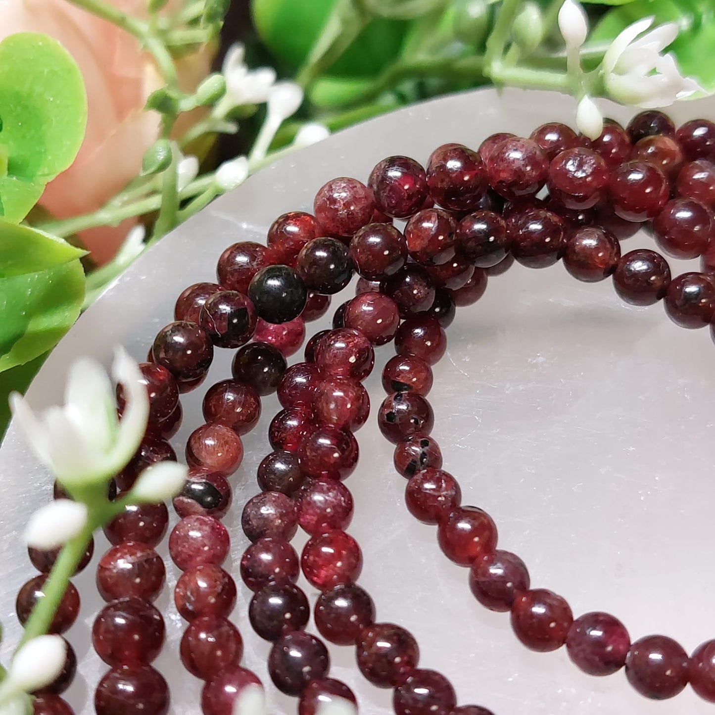 Granat Perlen-Armband 4 mm