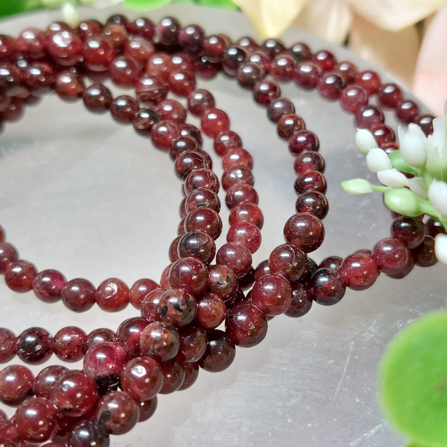 Granat Perlen-Armband 4 mm