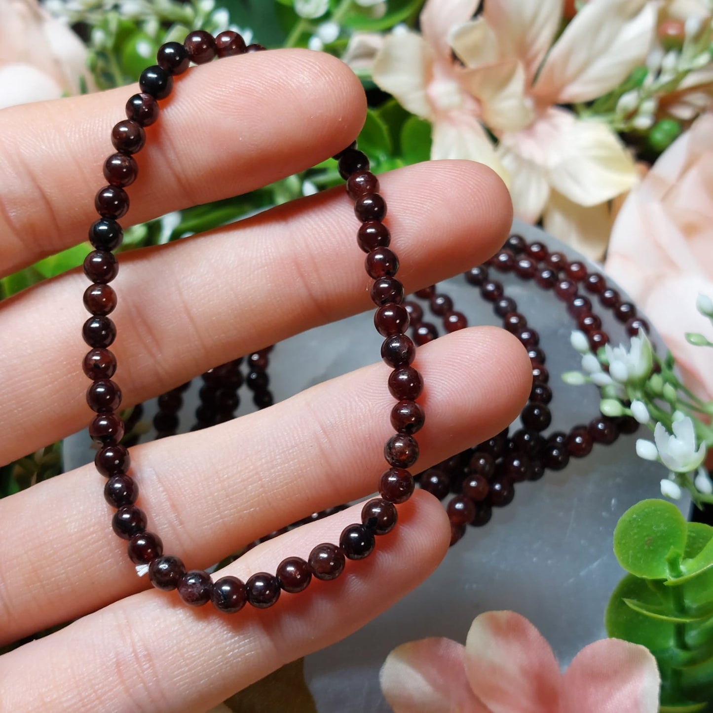 Granat Perlen-Armband 4 mm