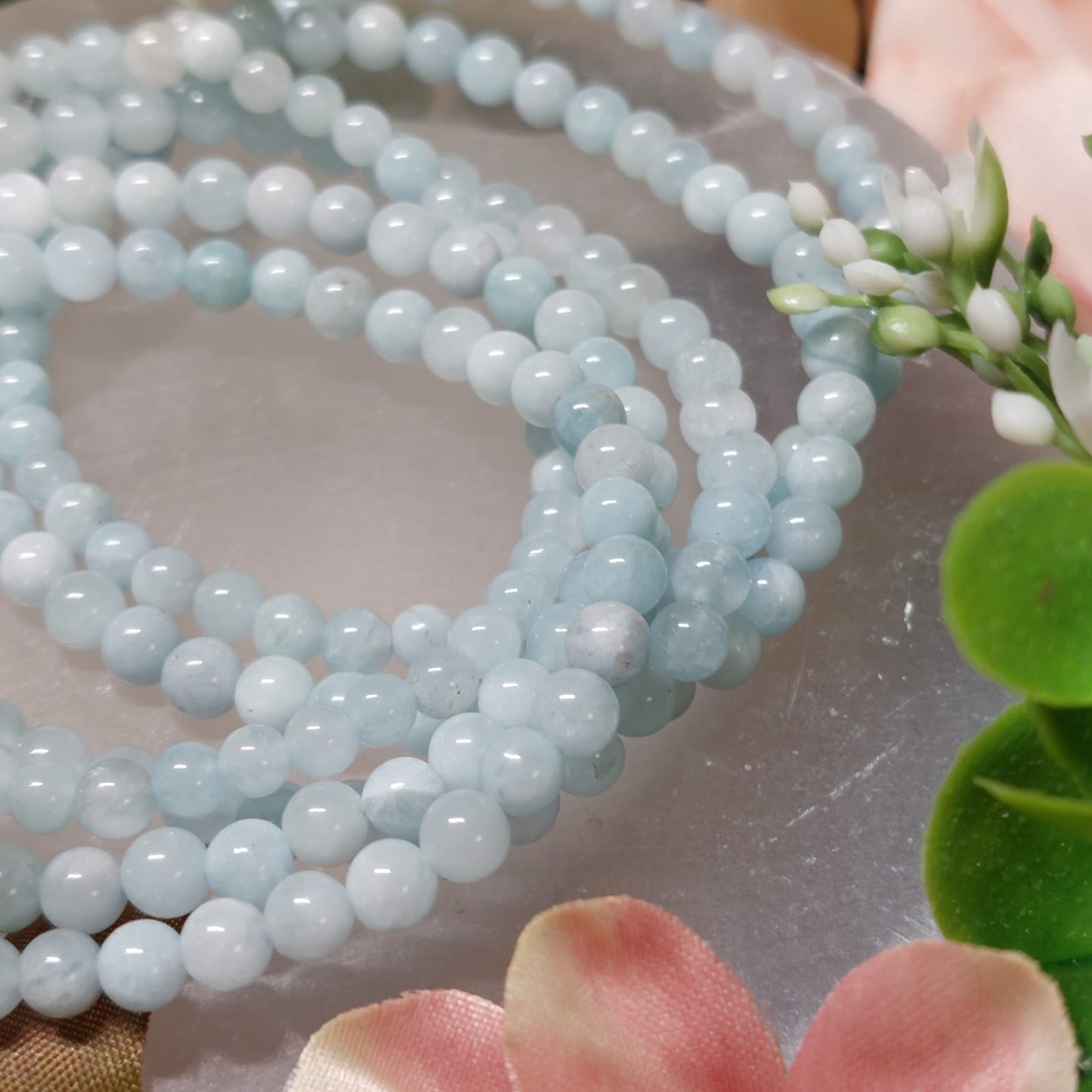 Aquamarin Perlen-Armband 4 mm