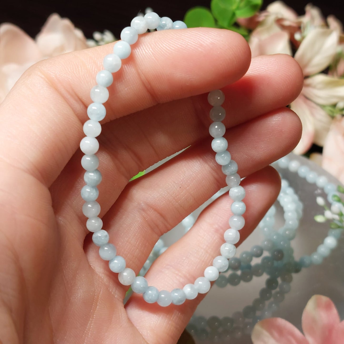 Aquamarin Perlen-Armband 4 mm