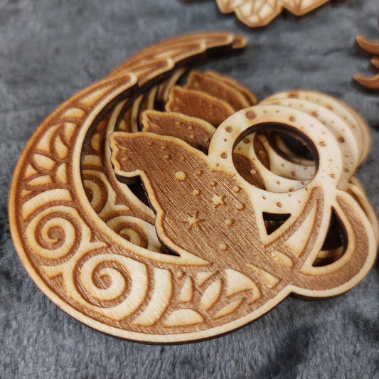 Kugelständer aus Holz - Katze auf Mond