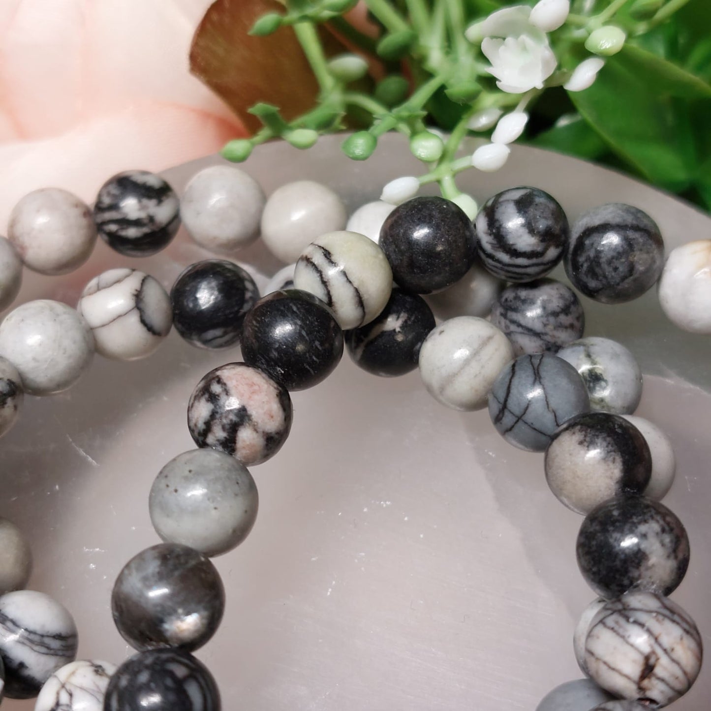 Spinnenweben-Jaspis Armband - 8,5mm