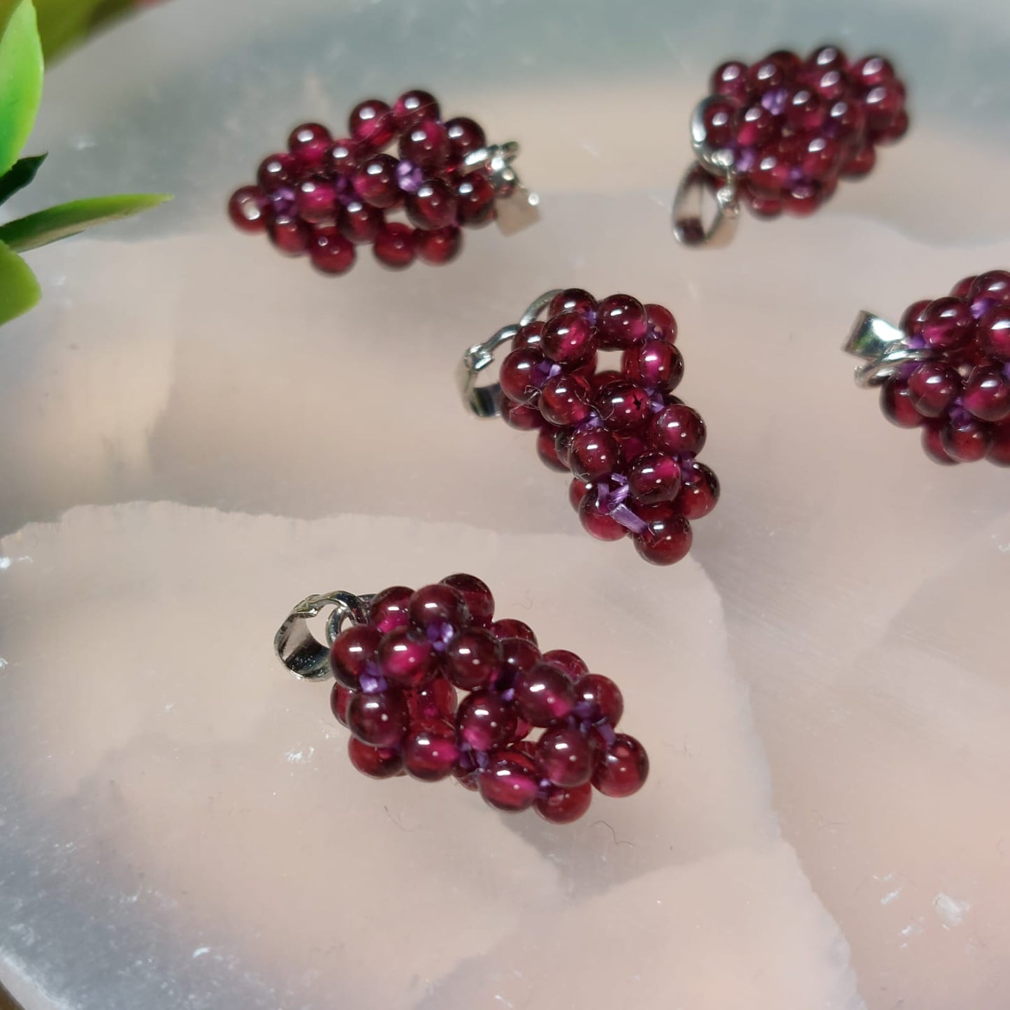 Granat Perlen Trauben Anhänger