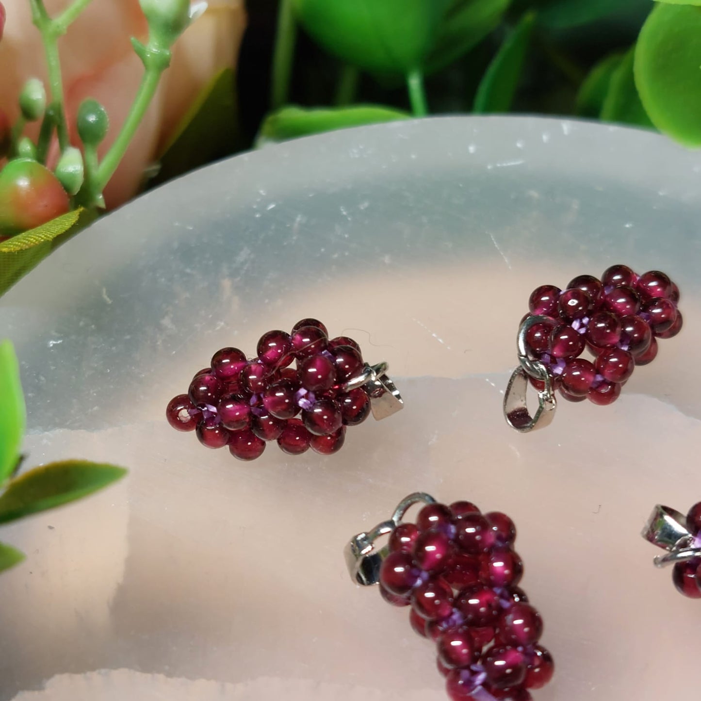 Granat Perlen Trauben Anhänger
