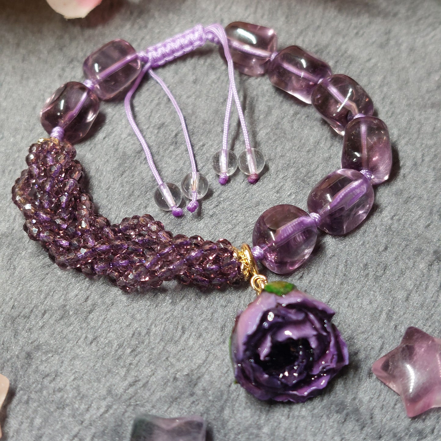 Spinell lila Amethyst Armband größenverstellbar