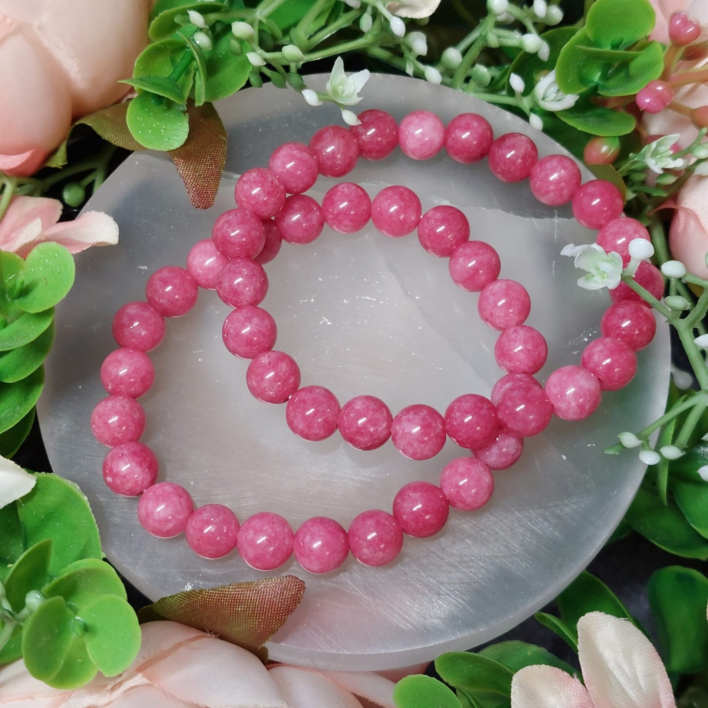 Synthetische Perlen Armband pink