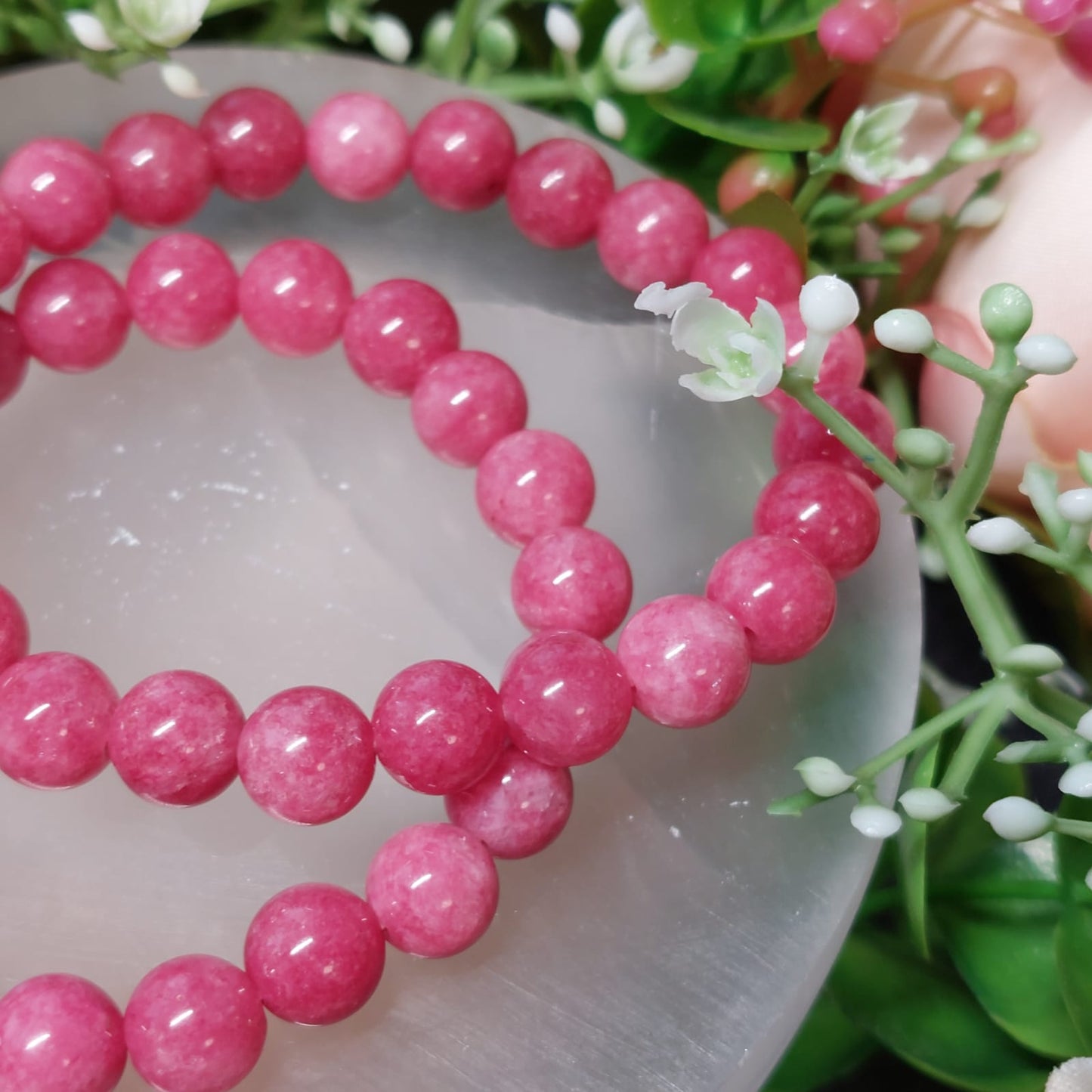 Synthetische Perlen Armband pink