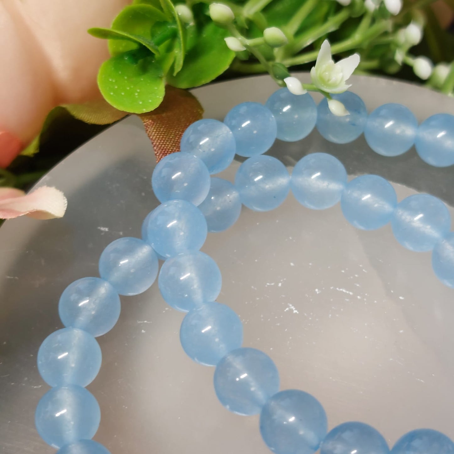 Chalcedon (synth.) Perlen Armband blau