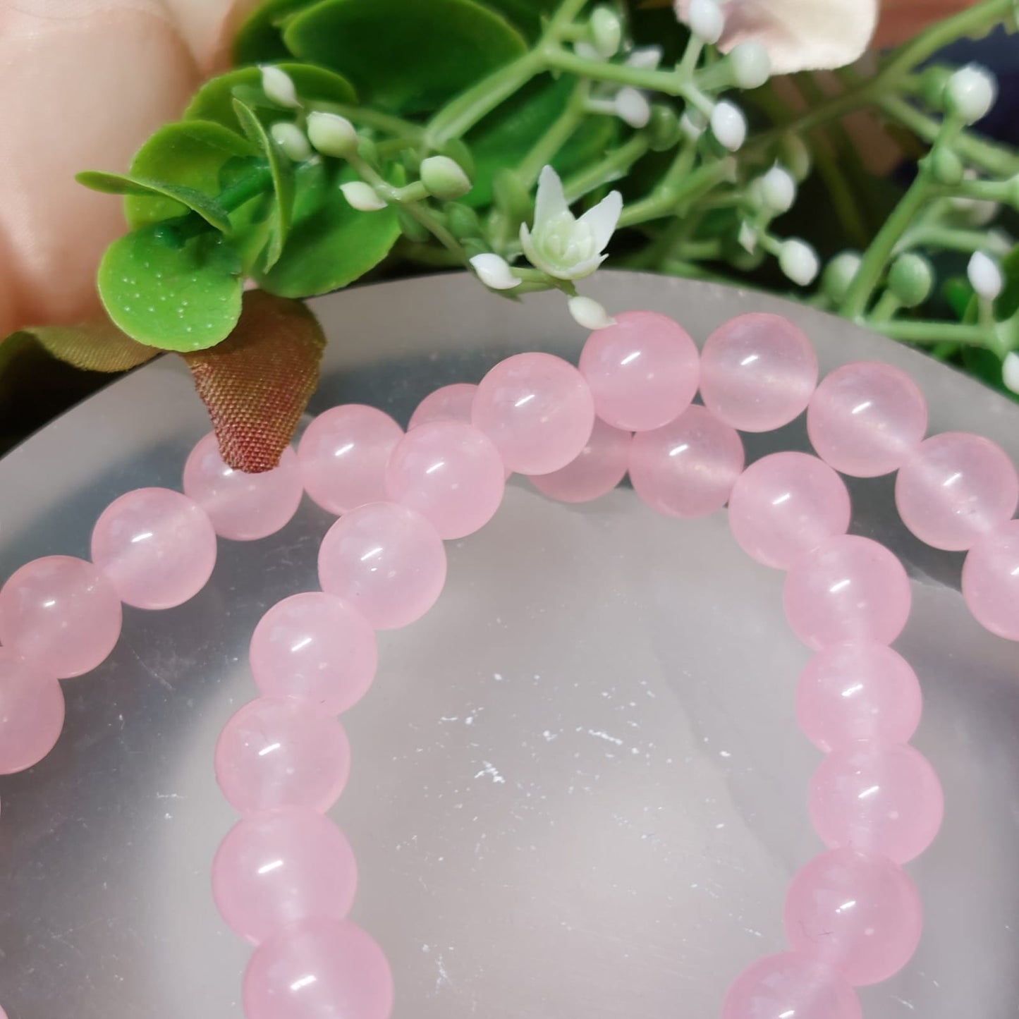 Chalcedon (synth.) Perlen Armband rosa