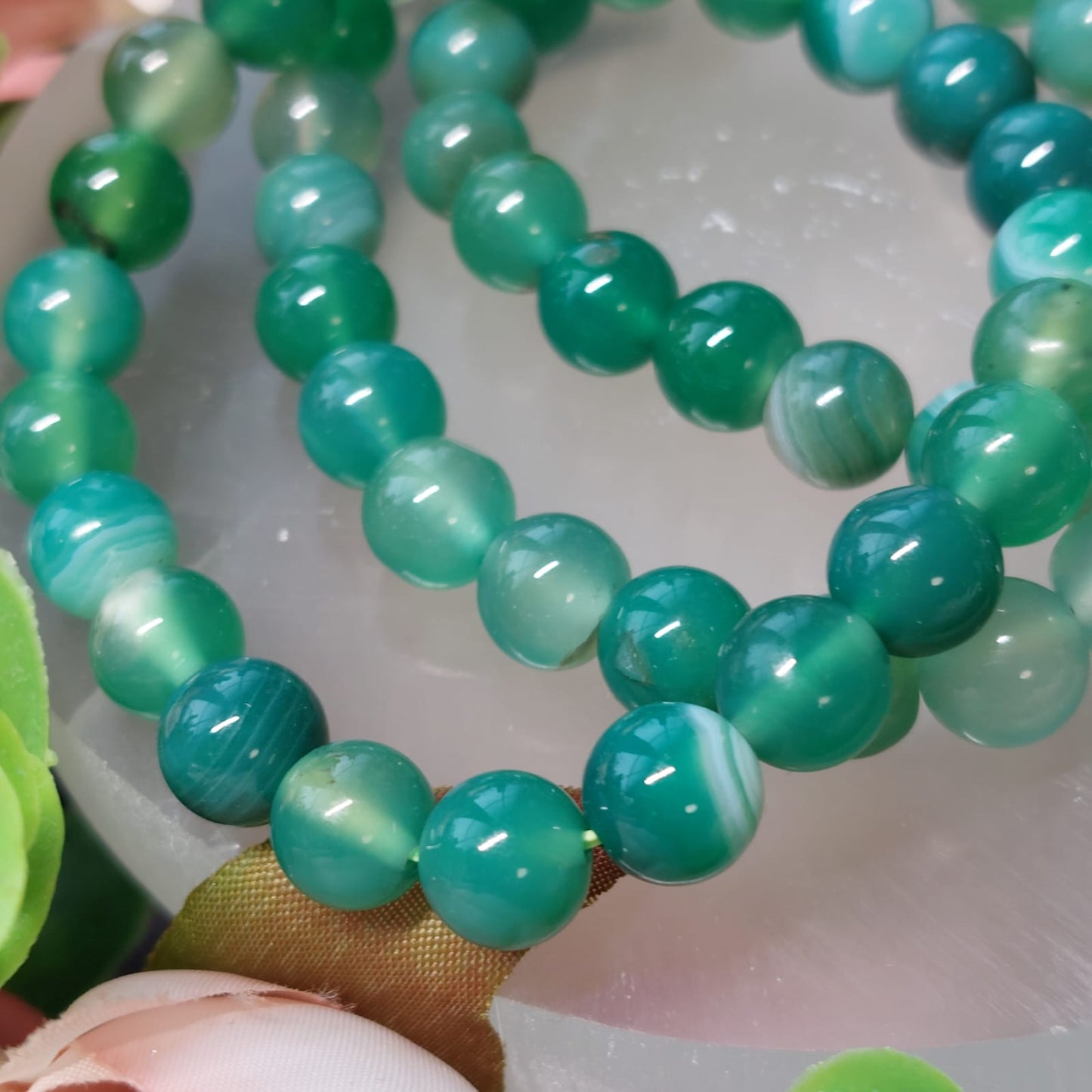 Achat gefärbt Perlen Armband grün