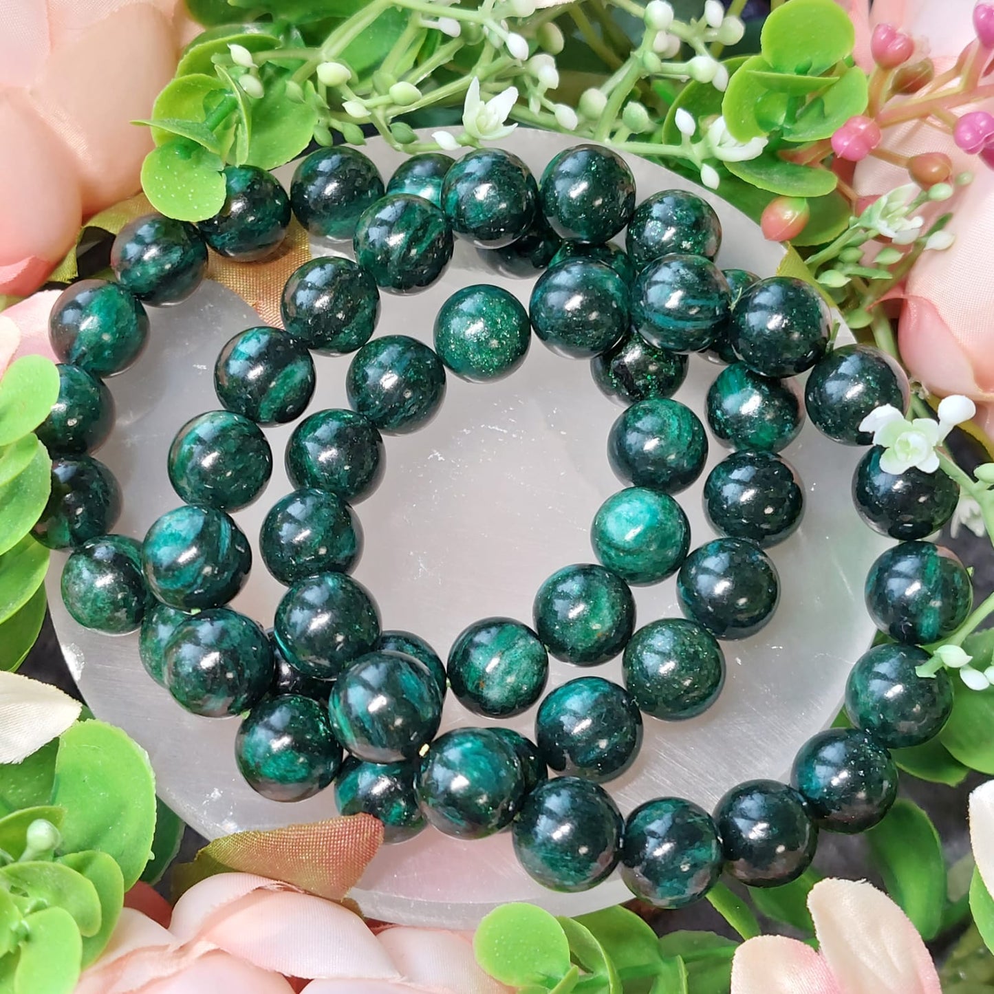 Smaragd-Quarz Perlen Armband