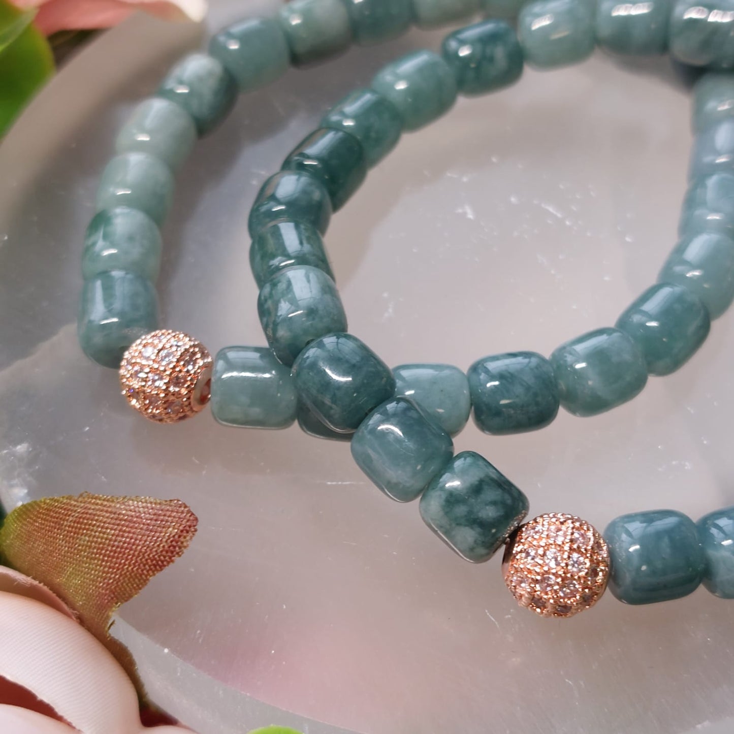 Lake Burma Jadeit Perlen Armband