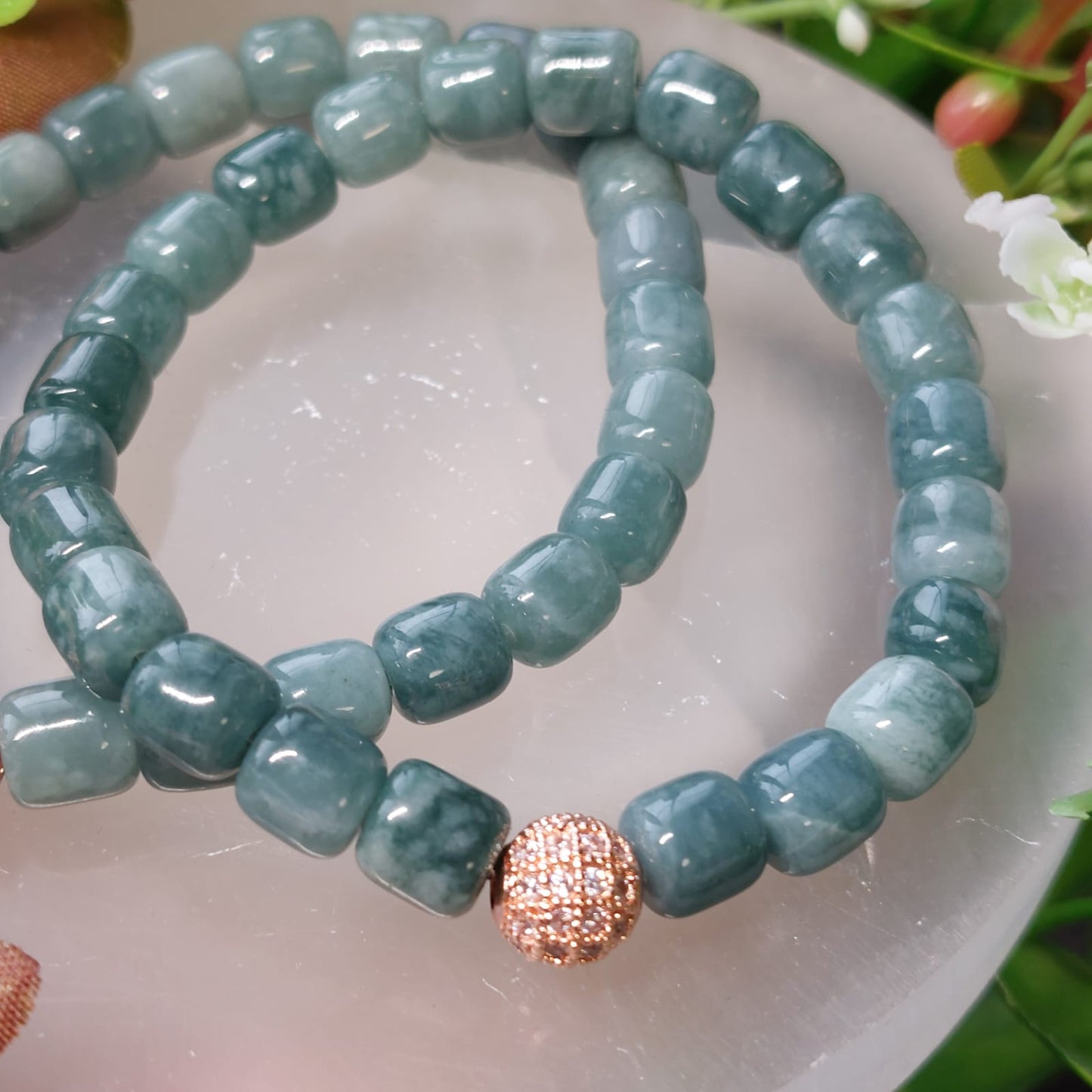Lake Burma Jadeit Perlen Armband