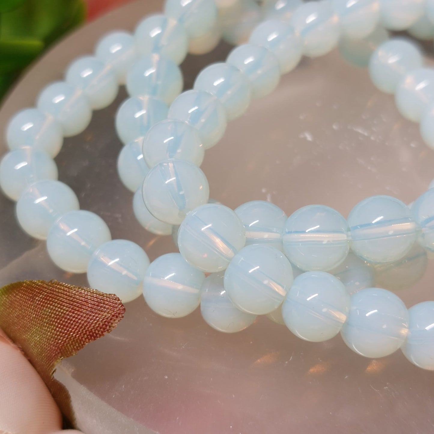 Opalith (Opalglas, synth.) Perlen Armband